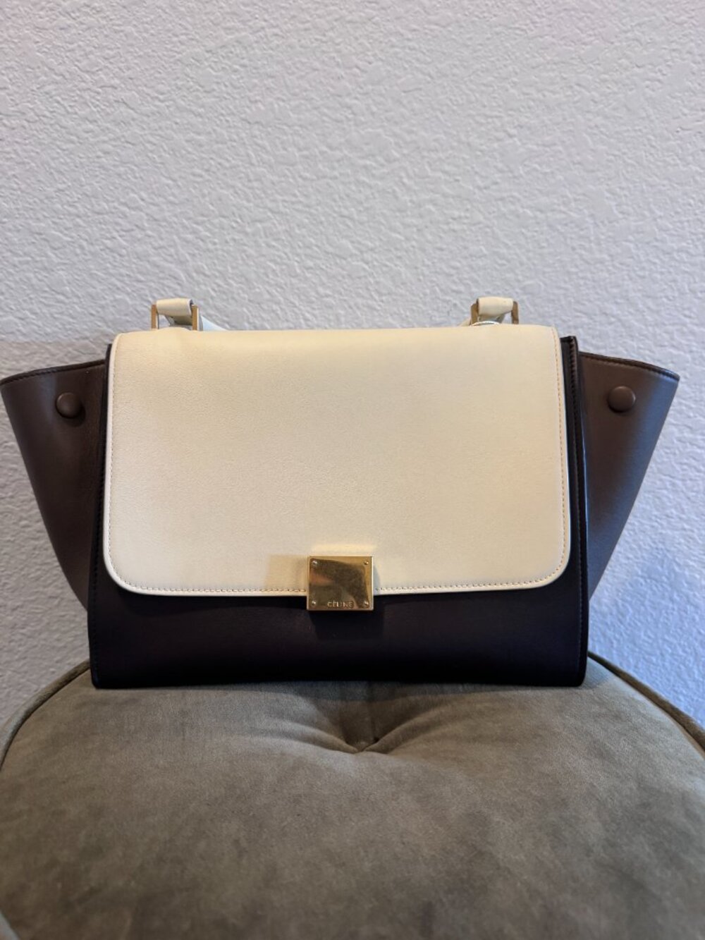 Celine Trapeze Tri-Color Leather Handbag + COA - Picture 2 of 14